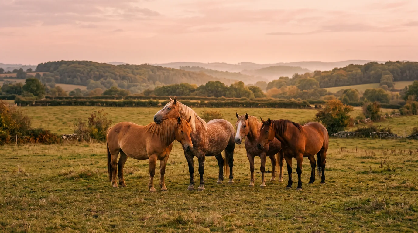 Les chevaux du La Boissière Périgord en liberté, Dordogne